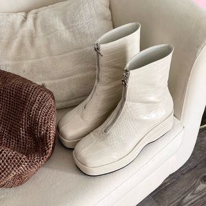 Lisa says gah white retro Chloe boots floral leather cream /white